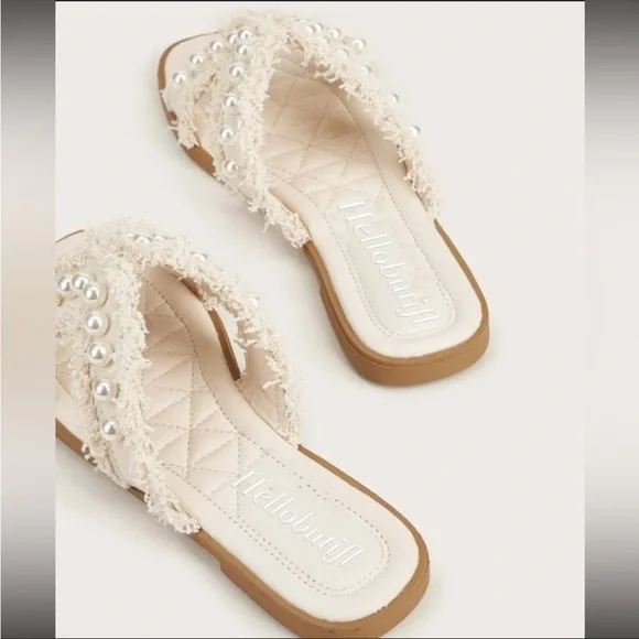 Pearl Beading Embellished Slide Sandals - Picture 3 of 6